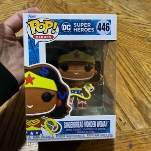 Funko Pop Gingerbread Wonder Woman Figure with Red and Yellow Accents